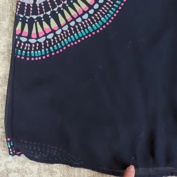 Old Navy T-Strap Chiffon Geometric Boho Maxi Dress S Blue Pink - Picture 16 of 16